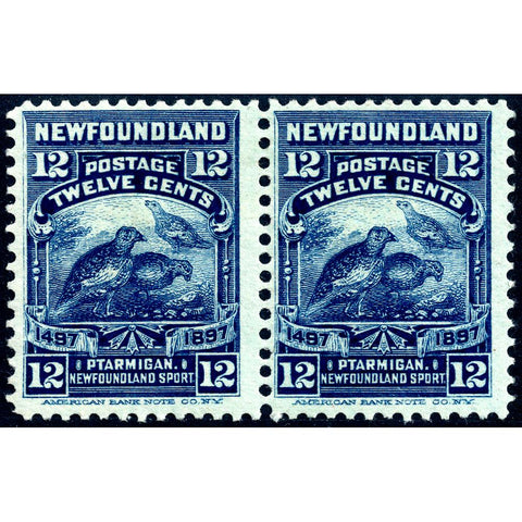 Pair Newfoundland 1897 12¢ Ptarmigan Scott #69 - Mint OG NH VF
