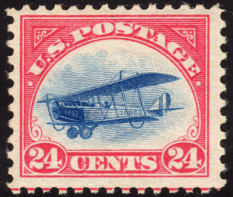 Scott #C3 24¢ "Jenny" US Air Mail Stamp - Mint OG LVH VF Nice Margins