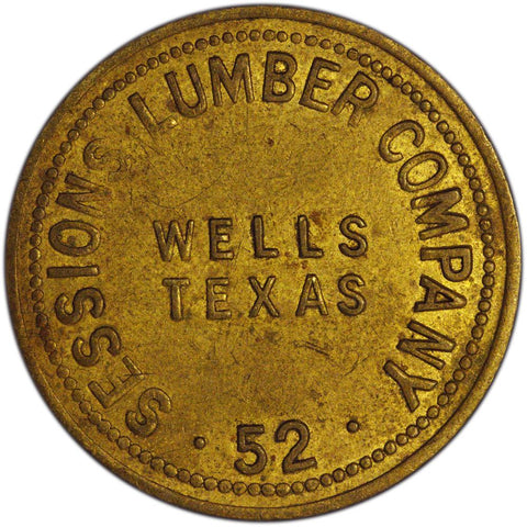 Wells Texas Sessions Lumber Company 25 Cent Trade Token