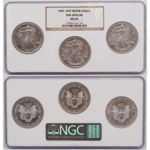 1995-1997 Silver Eagle Set - NGC - MS 69
