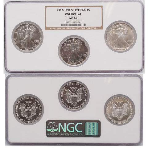 1992-1994 Silver Eagle Set - NGC - MS 69