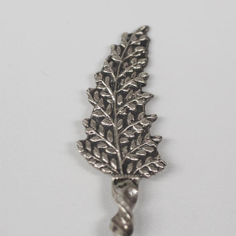 Vintage Leaf & Twisted Handle Sterling Silver Spoon
