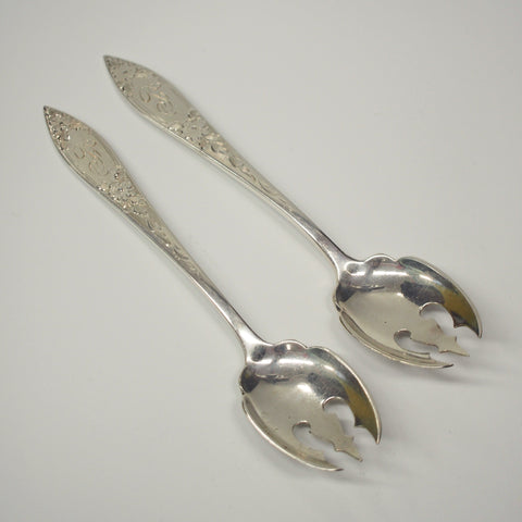 Pair of Stieff Lady Claire Sterling Silver Ice Cream Forks