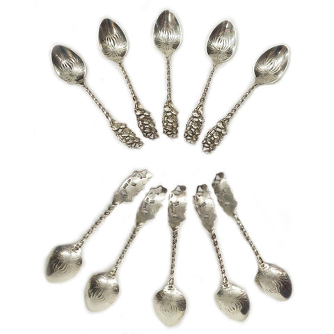Set of Five Whiting Lily of the Valley Sterling Silver Demitasse Spoons