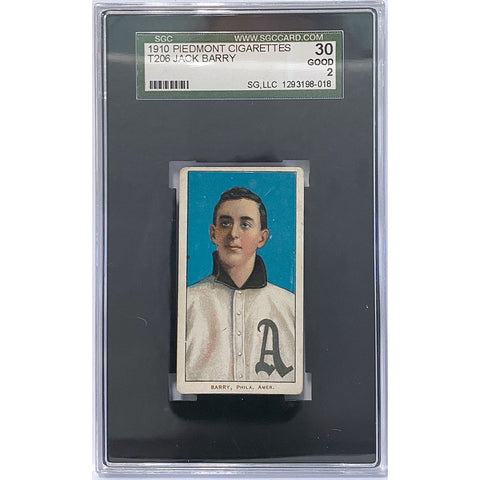 T206 - (1910) Jack Barry Philadelphia Athletics Piedmont - SGC 30 Good 2