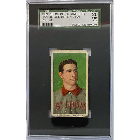 T206 - (1909) Roger Bresnahan HoF St. Louis Cardinals Piedmont - SGC 20 Fair 1.5
