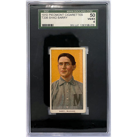 T206 - (1910) Shad Barry Milwaukee Brewers Piedmont - SGC 50 VG/Ex 4