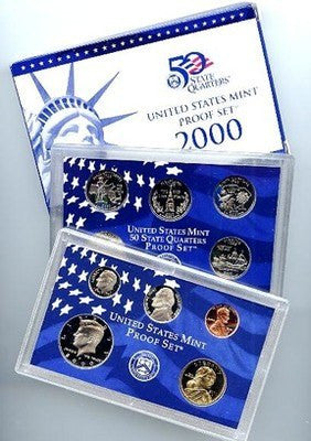 2000-S Statehood 10 Coin Clad Proof Set, In Original Mint Box with COA