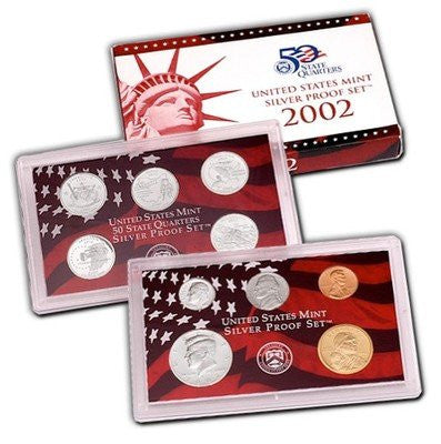 2002-S Statehood 10 Coin Silver Proof Set, In Original Mint Box with COA