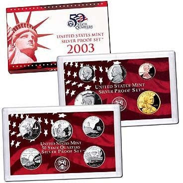 2003-S Statehood 10 Coin Silver Proof Set, In Original Mint Box with COA