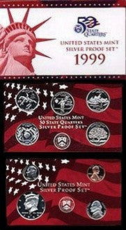 1999-S Statehood Silver 9 Coin Proof Set, In Original Mint Box with COA