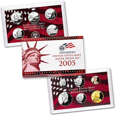 2005-S Statehood 11 Coin Silver Proof Set, In Original Mint Box with COA