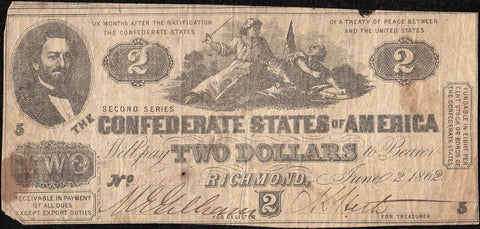 T-42 Jun. 2 1862 $2 Confederate States of America (C.S.A.) PF-3/Cr.336 - Fine