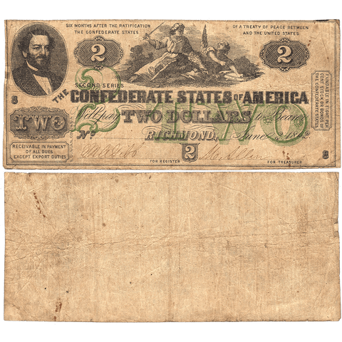 T-43 Jun. 2 1862 $2 Confederate States of America (C.S.A.) PF-1/Cr.338 - Fine