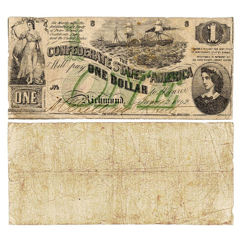 T-45 Jun. 2 1862 $1 Confederate States of America (C.S.A.) PF-2/Cr.342 - Very Good+