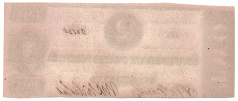 T-54 Dec. 2 1862 $2 Confederate States of America (C.S.A.) PF-11/Cr.392 ~ Crisp Uncirculated