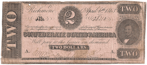 T-61 Apr. 6 1863 $1 Confederate States of America (C.S.A.) PF-1/Cr.470 ~ Very Good