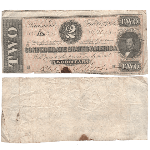 T-70 Feb. 17 1864 $2 Confederate States of America (C.S.A.) PF-5/Cr.567 - Crisp Very Fine