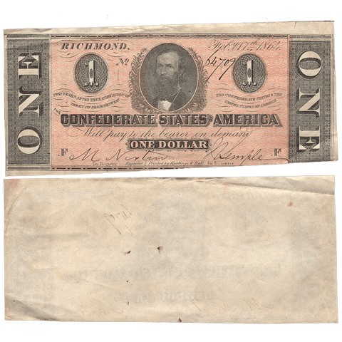 T-71 Feb. 17 1864 $1 Confederate States of America (C.S.A.) PF-4/Cr.577 - Crisp Very Fine
