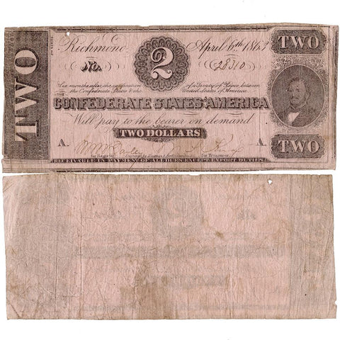 T-61 Apr. 6 1863 $1 Confederate States of America (C.S.A.) PF-1/Cr.470 ~ Very Good