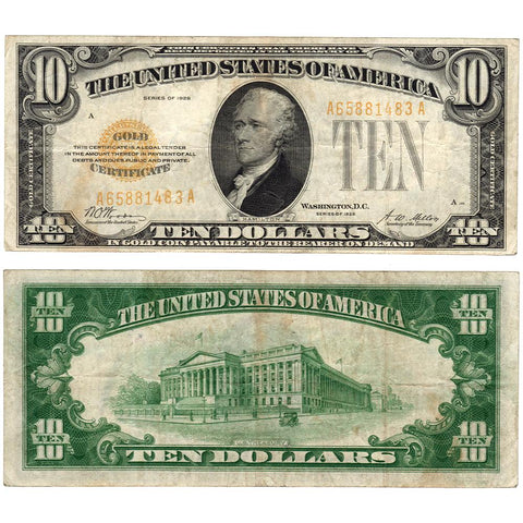 1928 $10 Small-Size Gold Certificate Fr. 2400 - Very Fine