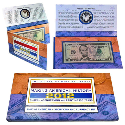 2012 U.S. Mint 220 Years  Making American History Coin & Currency Set