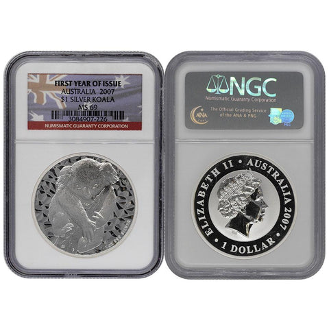 2007 Australia $1 Koala .999 Silver First Year of Issue - NGC - MS69