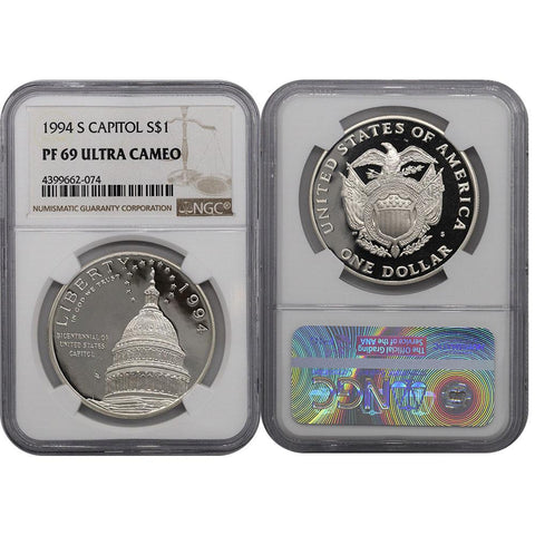 1994-S Capitol S Commemorative Dollar - NGC PF69 Ultra Cameo