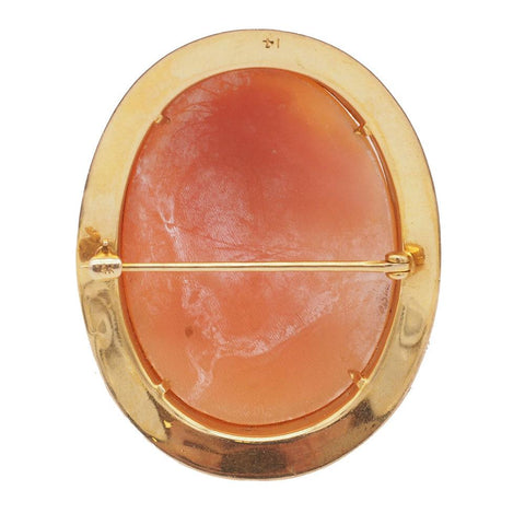 Edwardian 14K Gold Hand Carved Cameo Pendant