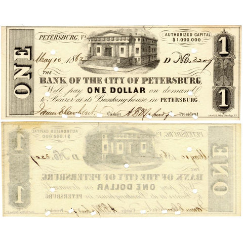 1862 $1 Bank of the City of Petersburg, Virginia VA160-G12 - AU+