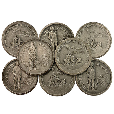 Eight 1941-1945 U.S. Treasury 90% Silver Patriotic Service Medals
