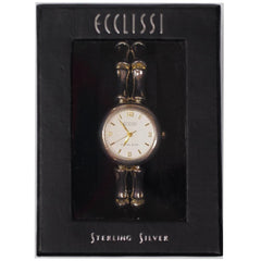 Ecclissi Womens Sterling Silver Bamboo Link Wrist Watch display picture 3