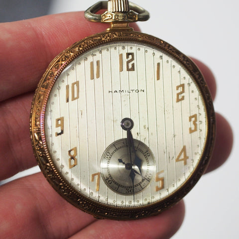 1926 Hamilton 14K Solid Gold Pocket Watch - 17 Jewel, Grade 916, Model 1,  Size 12s