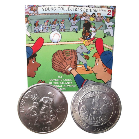 1995 US Olympic Coins Of The Atlanta Centennial Olympic Games Young Collectors Series 2 Baseball Half Dollar Set