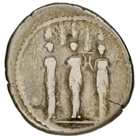 Roman Republic, P. Accoleius Lariscolus AR Denarius, 43 BC, Very Fine (bankers mark)