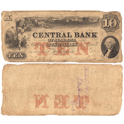 1859 $10 Central Bank of Alabama Montgomery AL-65-G16b - Very Good