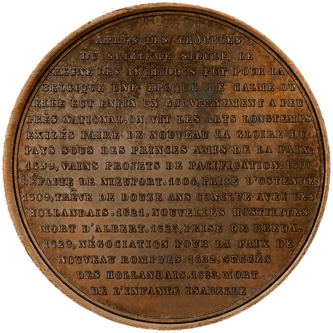 (1850) Albert & Isabella Portrait Medal (Belgium) A.C. Jouvenel 46mm/Bronze ~ AU