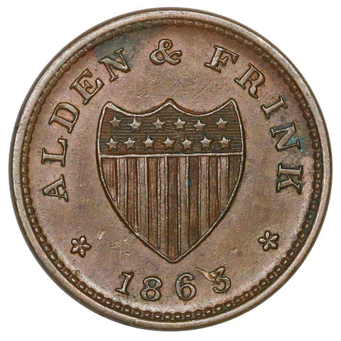 1863 Alden & Frink, Cohoes NY Civil War Token Fuld-NY-140A-2a - XF