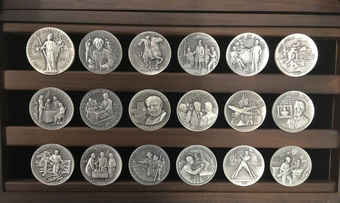 Longines Complete Set of 60 Great American Triumphs Commemorative Sterling Silver Medals