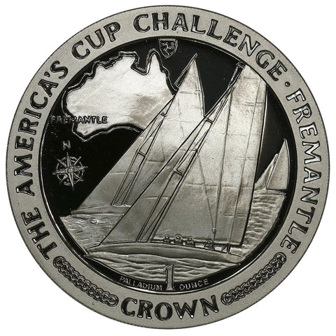 1987 Isle of Man America's Cup One Ounce Palladium Crown - Gem Proof
