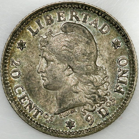 1883 Argentina Silver 20 Centavos KM.27 - XF