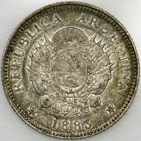 1883 Argentina Silver 20 Centavos KM.27 - XF
