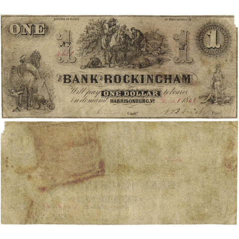 1861 $1 Bank of Rockingham Harrisonburg, VA - Apparent Fine