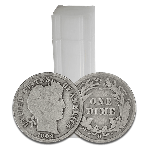 50-Coin Circulated Barber Dime Rolls (90% Silver) - Nice Good or Better