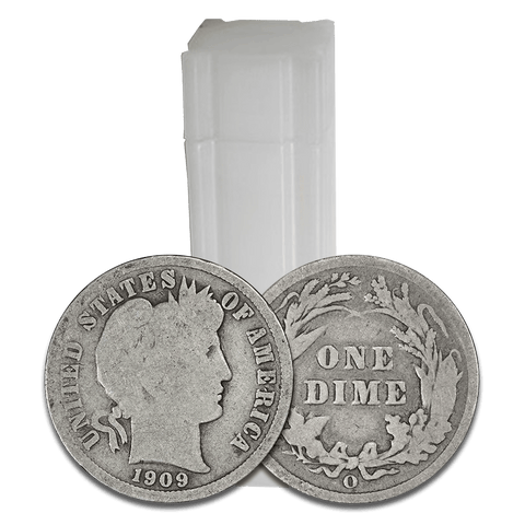 50-Coin Circulated Barber Dime Rolls (90% Silver) - Nice AG/Good or Better