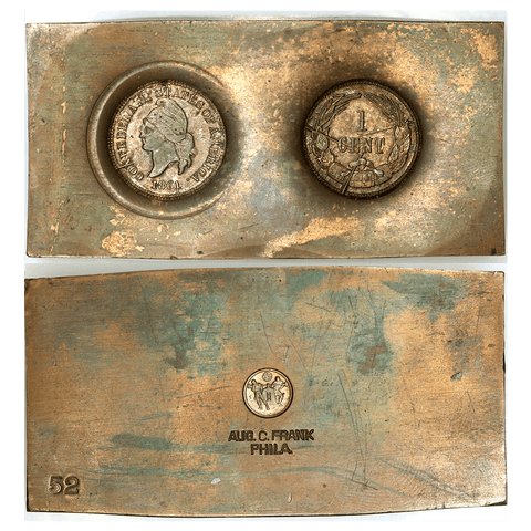 Restrike 1861 (1961) Confederate Cent Die Impressions Bashlow Copper Bar Paperweight