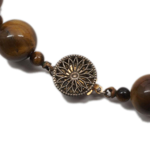Sterling Silver Tigers Eye Beaded Necklace