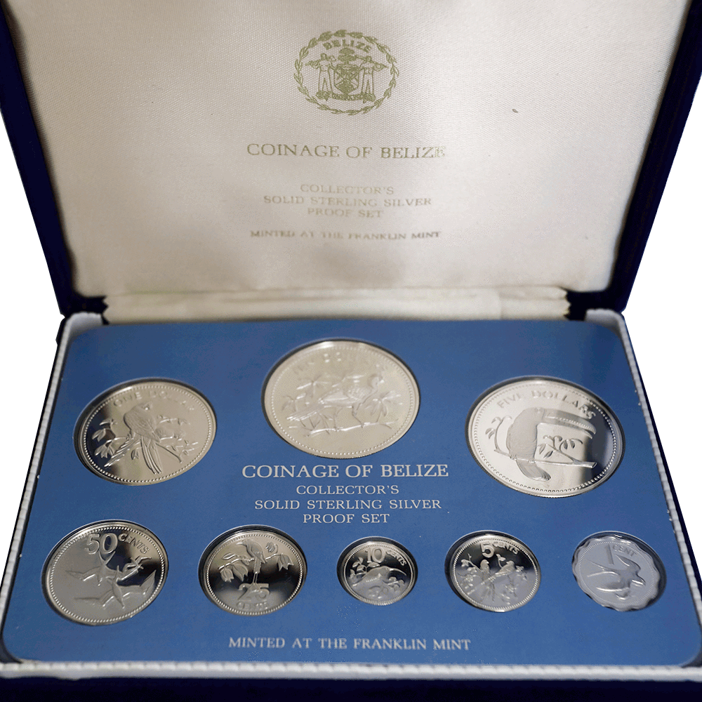 1975 Belize 8-Coin Silver Proof Set (Over 3.0 toz ASW) - Gem Proof in 1975 Belize 8-Coin Silver Proof Set (Over 3.0 toz ASW) - Gem Proof in