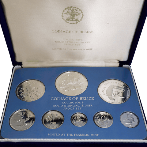 1975 Belize 8-Coin Silver Proof Set (Over 3.0 toz ASW) - Gem Proof in OGP w/ All Papers