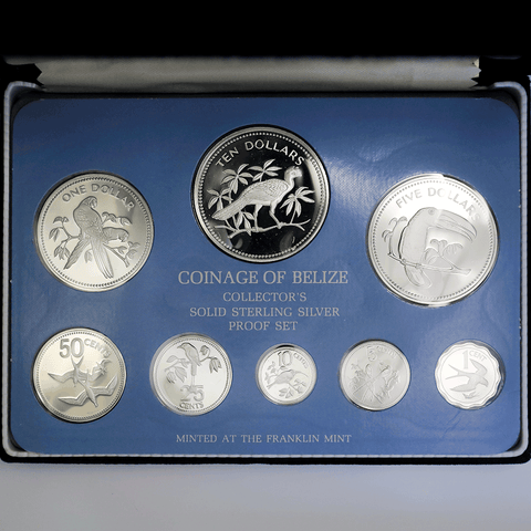 1975 Belize 8-Coin Silver Proof Set (Over 3.0 toz ASW) - Gem Proof in OGP w/ All Papers